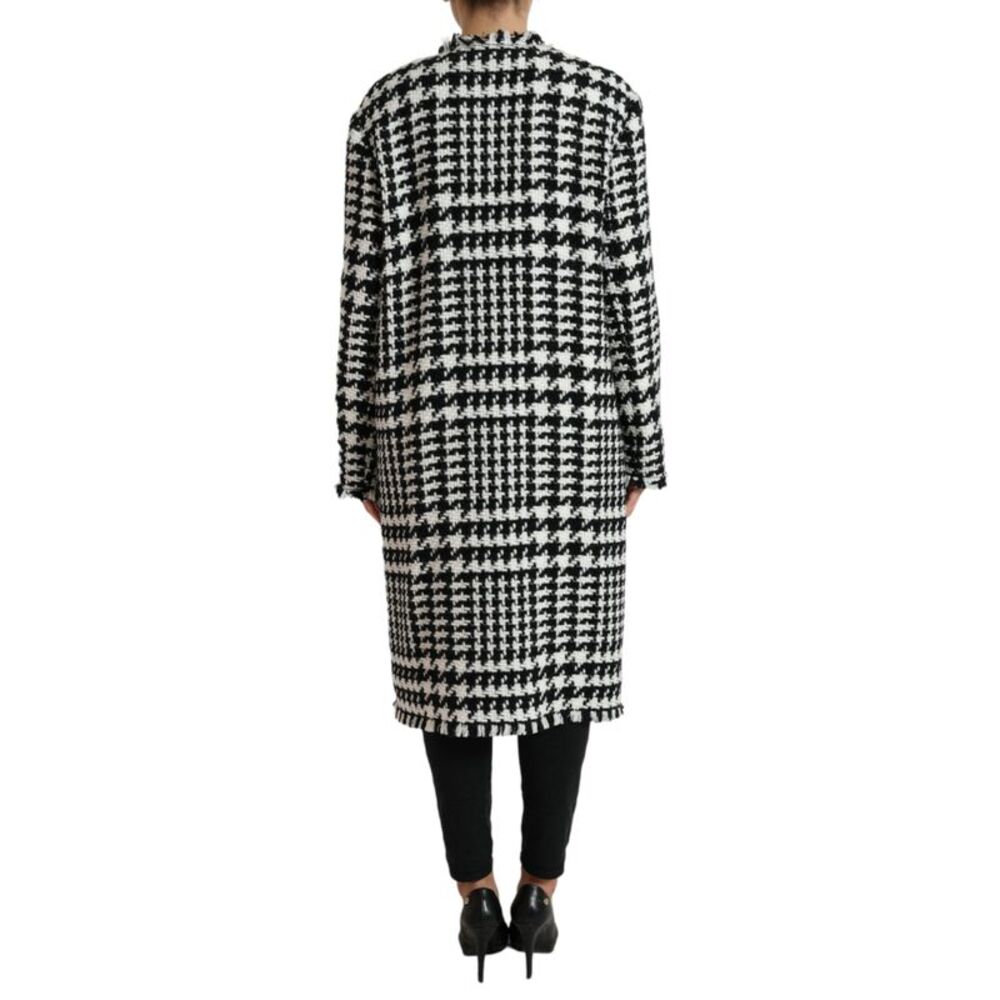 Dolce & Gabbana Black White Houndstooth Trench Coat Women's Jacket - Picture 3 of 6